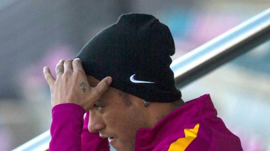 Neymar, en el entrenamiento de ayer.