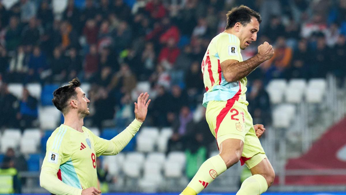 Oyarzabal celebra su gol ante Georgia