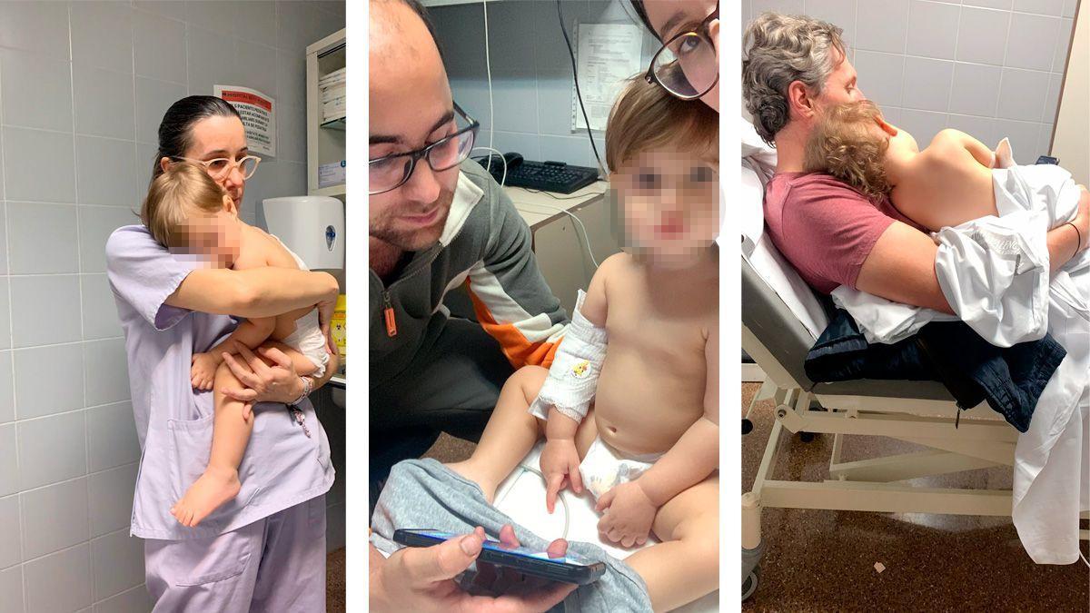 Los abuelos acompañaron al pequeño Rodrigo y a sus padres en su estancia en el Hospital de la Plana.
