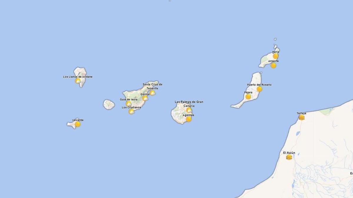Mapa de símbolos de Canarias