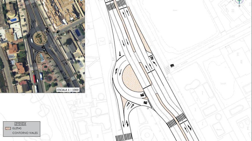 Plano de la nueva rotonda del Caballito proyectada por la Comunidad Autónoma en La Manga del Mar Menor.