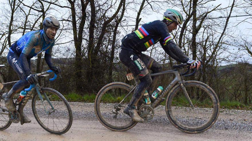 Alejandro Valverde, del Movistar Team, en la Strade Bianche