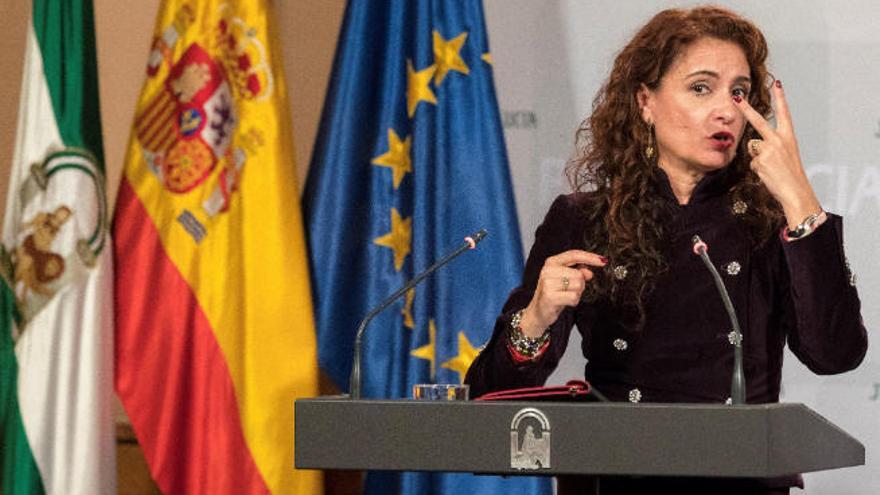 María Jesús Montero, ministra de Hacienda, en una rueda de prensa.