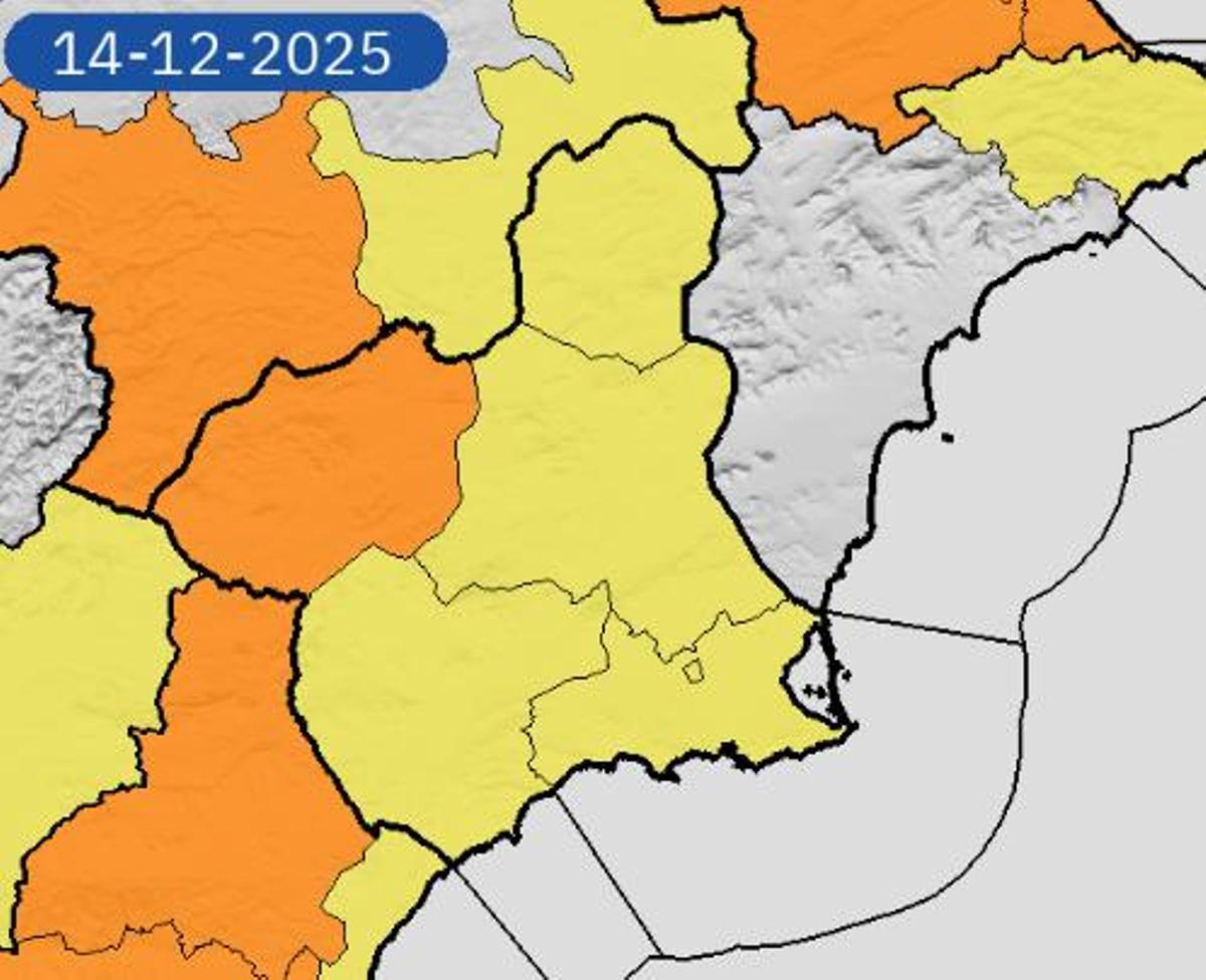 Mapa de alerta por lluvias en la Región.