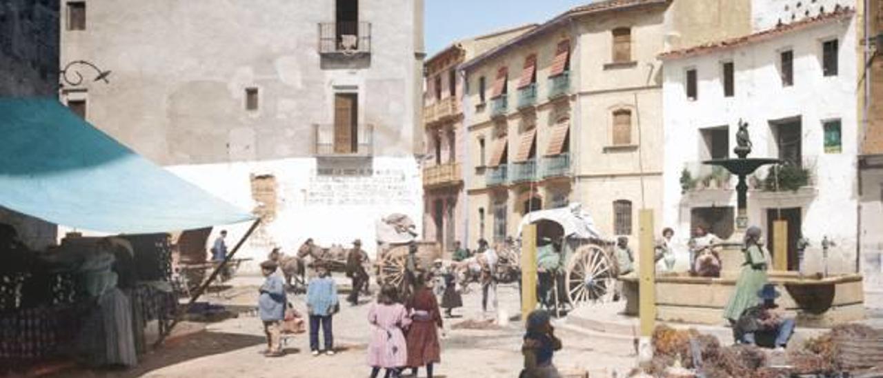 El Carlet de 1900, en una fotografía de Ramón Trullenque retocada por David I. López.