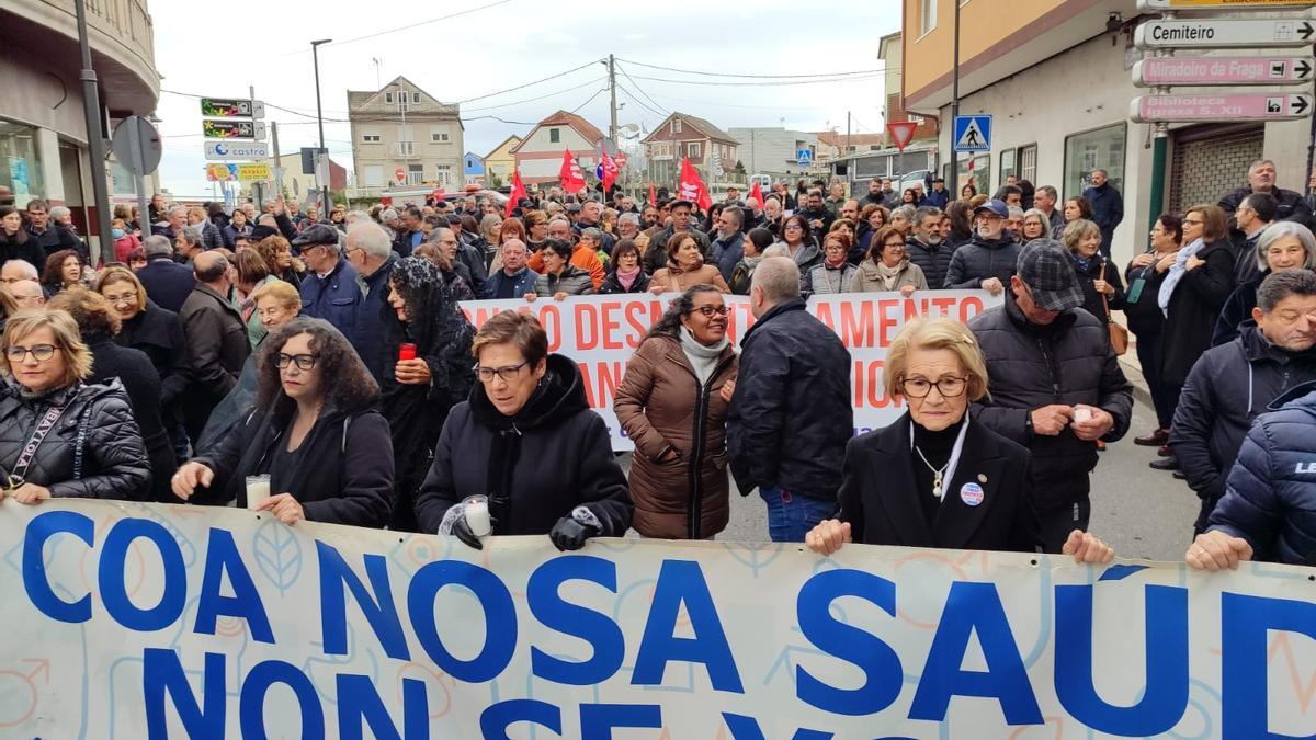 Un momento de la manifestación de este domingo en Moaña.