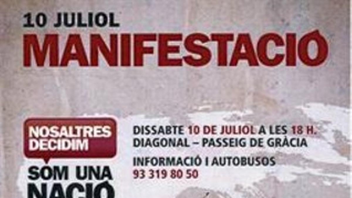 Cartel de la manifestación convocada Òmnium Cultural para el próximo 10 de julio.