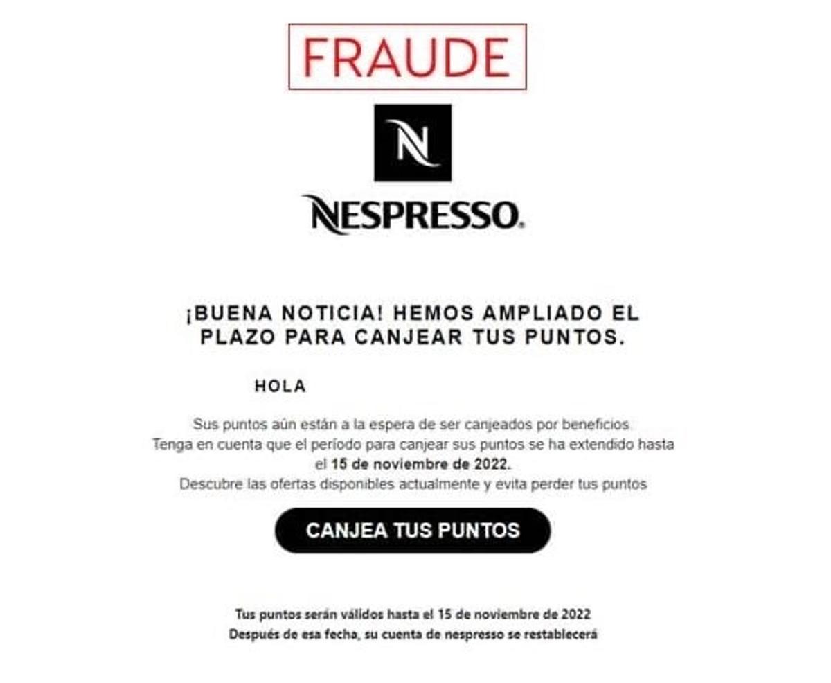 Ejemplo del fraude de Nespresso