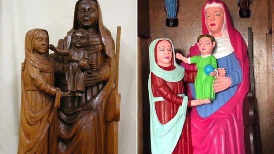 Un pueblo de Asturias restaura tres figuras del siglo XV a lo &#039;Ecce Homo&#039;