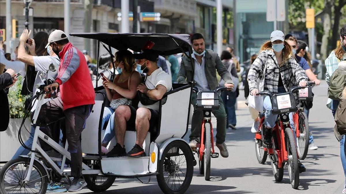 Turistas esta primavera en Barcelona.