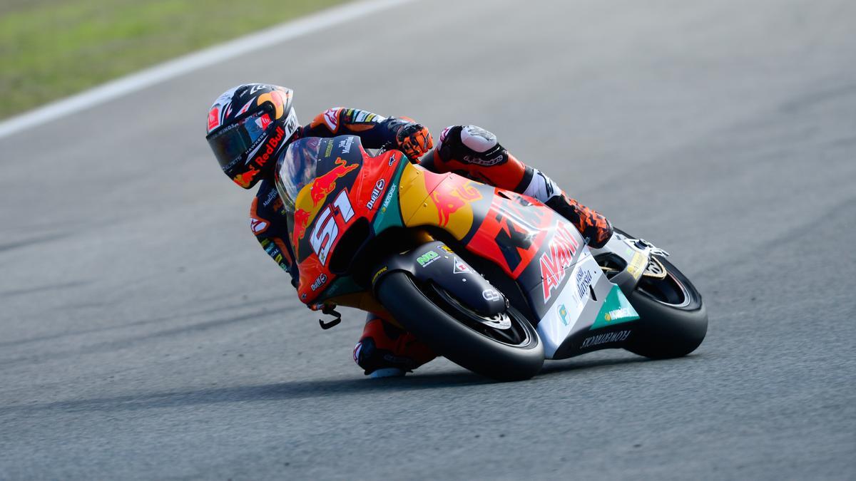 Pedro Acosta, en su segundo día de entrenamientos en Jerez con la Moto2