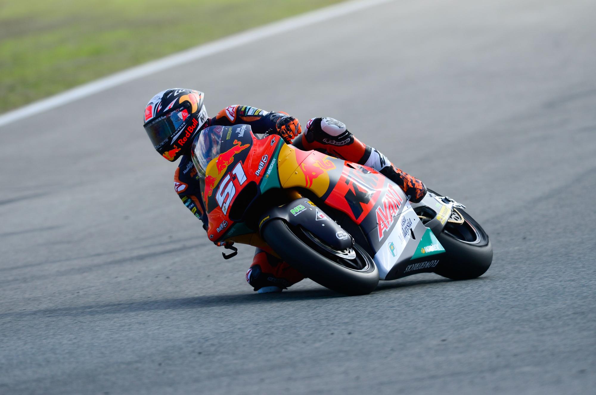 Pedro Acosta, en su segundo día de entrenamientos en Jerez con la Moto2