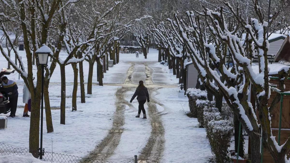 Nieve en Bocairent durante un temporal en 2021.