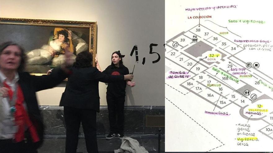 Dos activistas se pegan a los cuadros de 'Las Majas' de Goya en el Museo del Prado