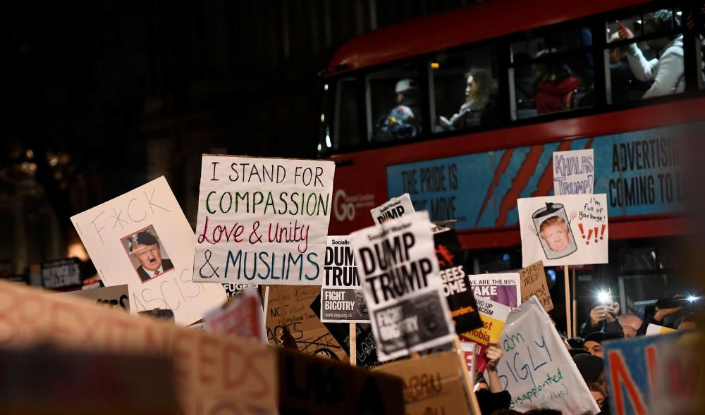 Protestas en Londres contra el veto de Trump