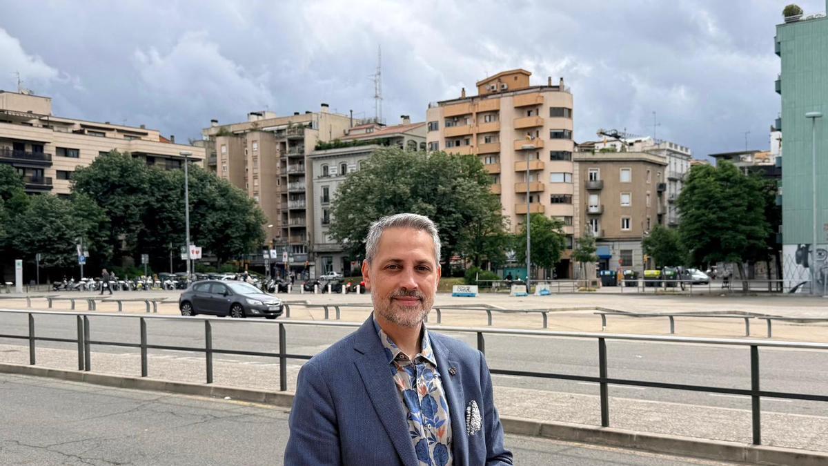 Pere Parramon a la Plaça Espanya de Girona