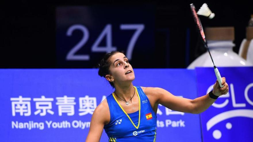 Carolina Marín, durante el partido.