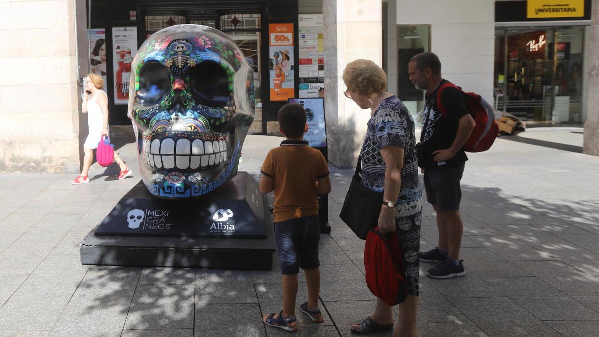 La gente se sorprendió ayer de los cráneos que conforman la exposición.