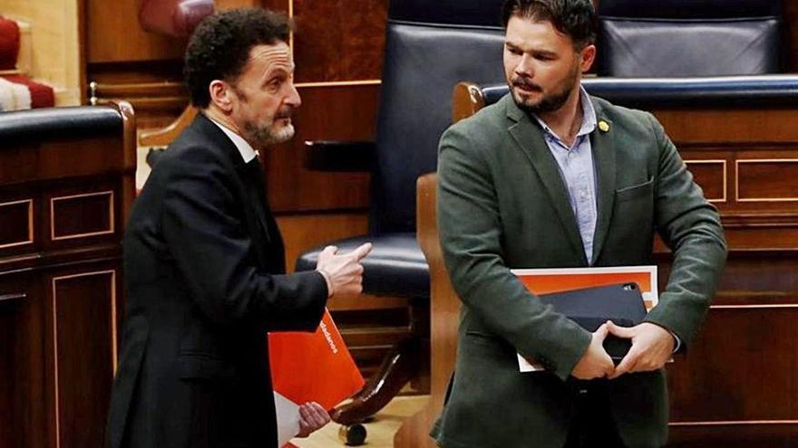 Bal (Cs) y Rufián (ERC), el 15 de abril, en el Congreso.