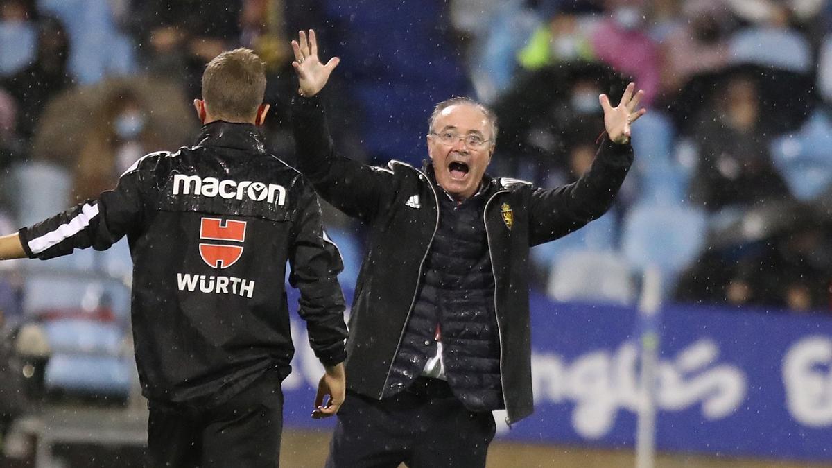 JIM grita durante el partido del pasado domingo ante el Mirandés.