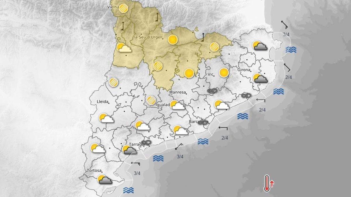 Previsió del temps per a la tarda d'aquest dijous