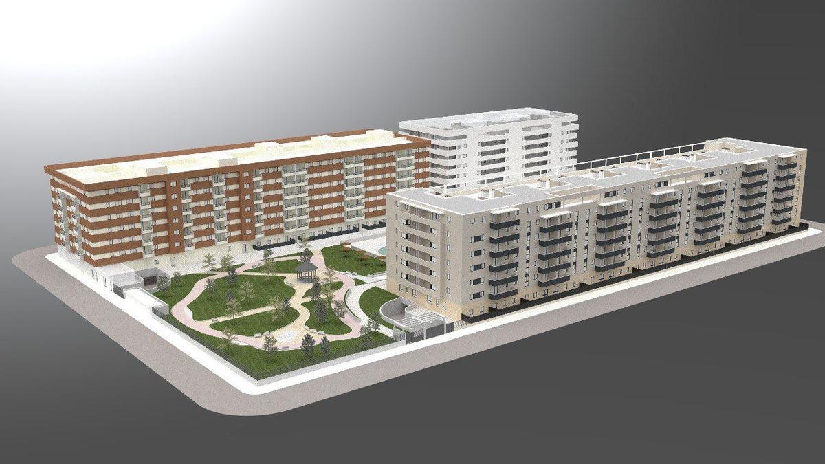 Recreación de las tres fases de las promociones de Jardín de la Almunia I, II y III.