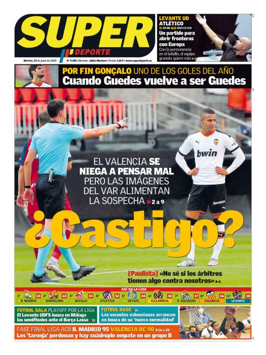 Portada SUPERDEPORTE martes 23 junio 2020