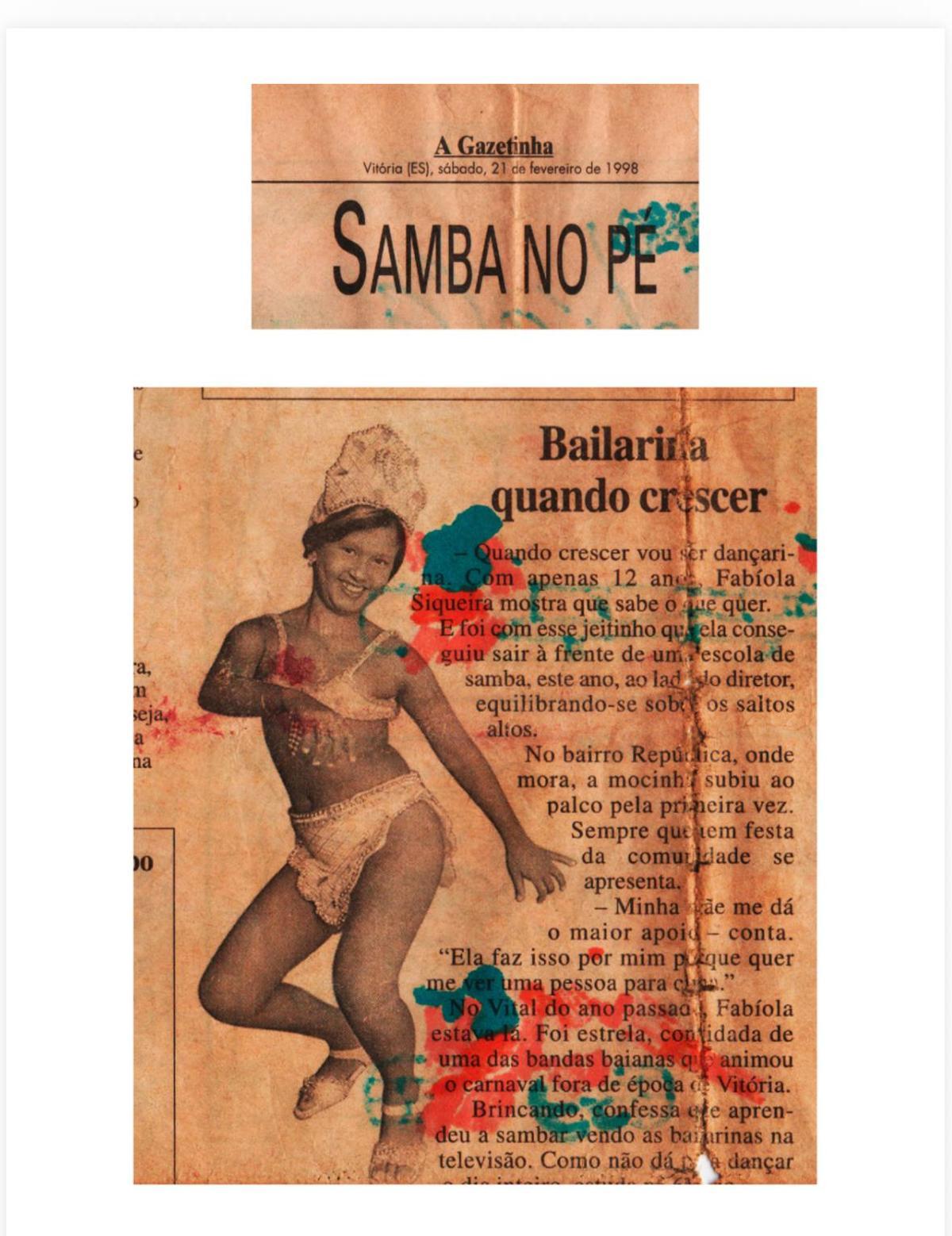 Imagen escaneada del reportaje de Fabiola Cruz con 12 años en brasil.