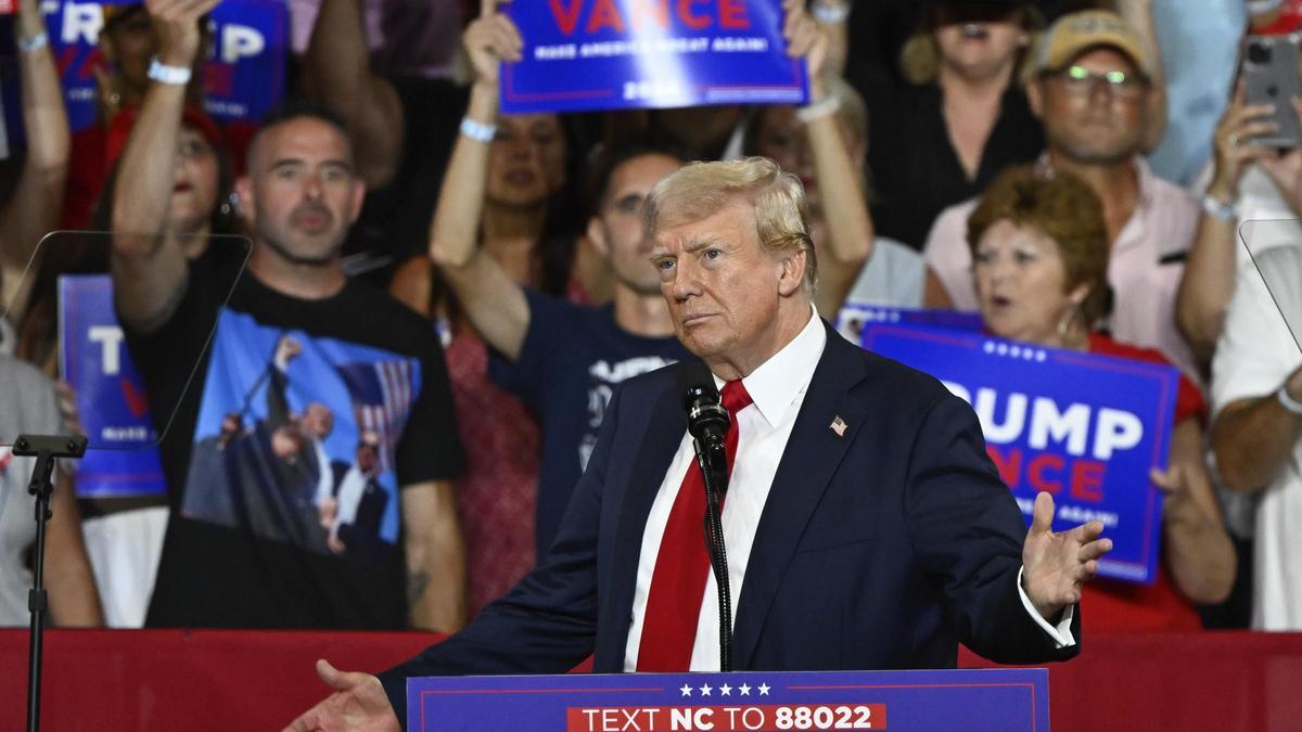 El expresidente y candidato republicano, Donald Trump, durante un mitin en Charlotte el pasado miércoles.