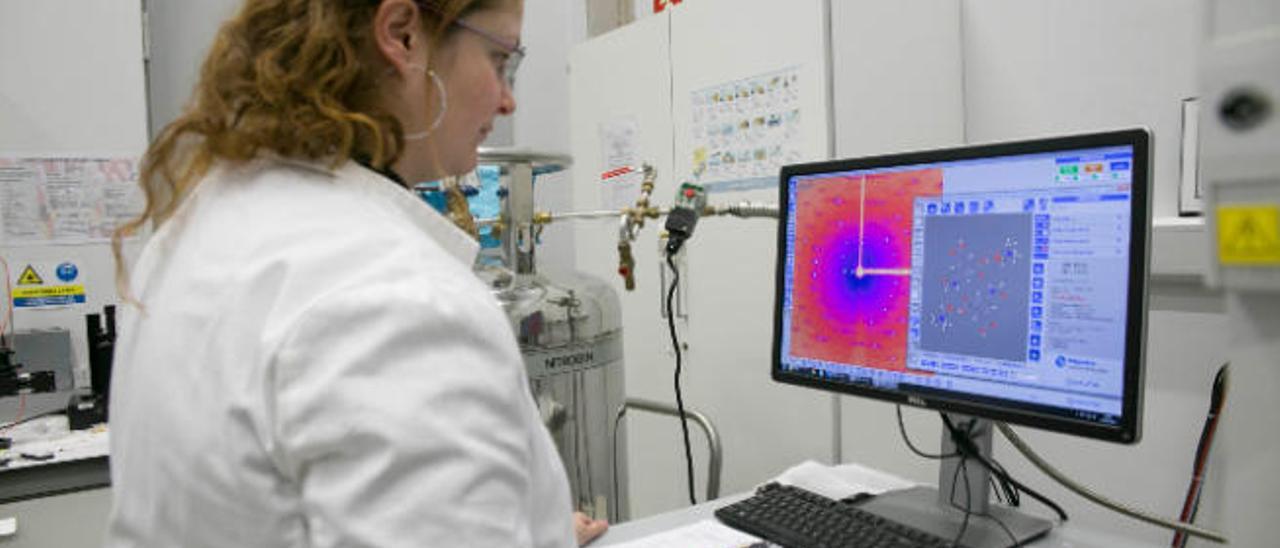 Una investigadora del SEGAI de la Universidad de La Laguna mira en su pantalla los resultados de su proyecto.
