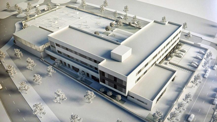 Maqueta del nuevo instituto de Teatinos, que la Junta de Andalucía construye en la avenida Gregorio Prieto, y que entrará en servicio el próximo mes de septiembre.