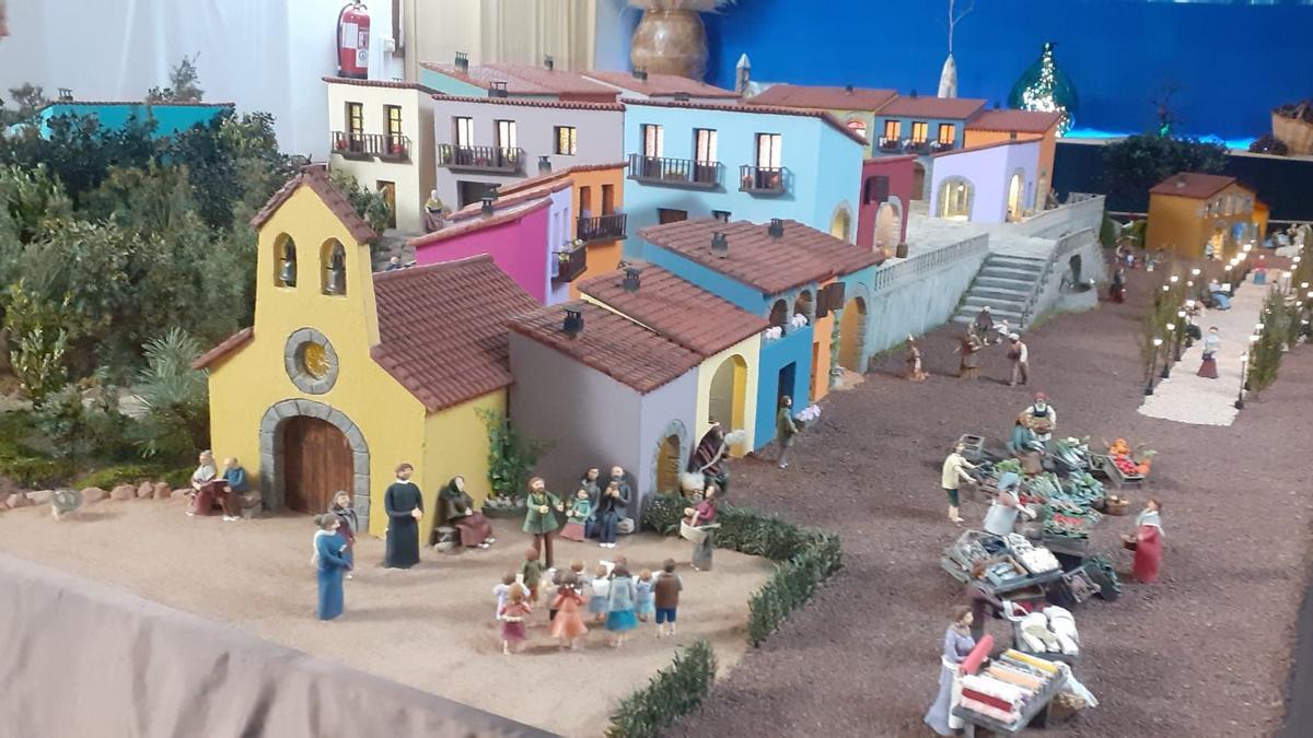 Recreació d'un mercat en un dels diorames del pessebre monumental de Castellbell