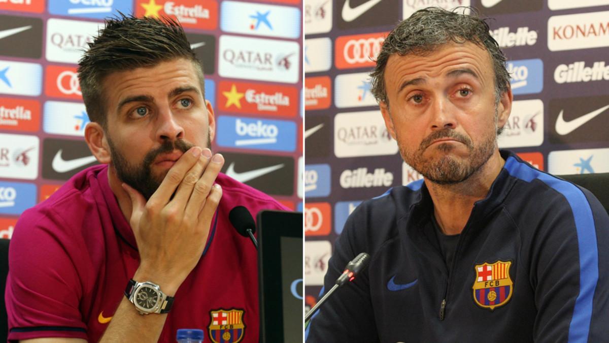 Gerard Piqué y Luis Enrique Martínez, en rueda de prensa