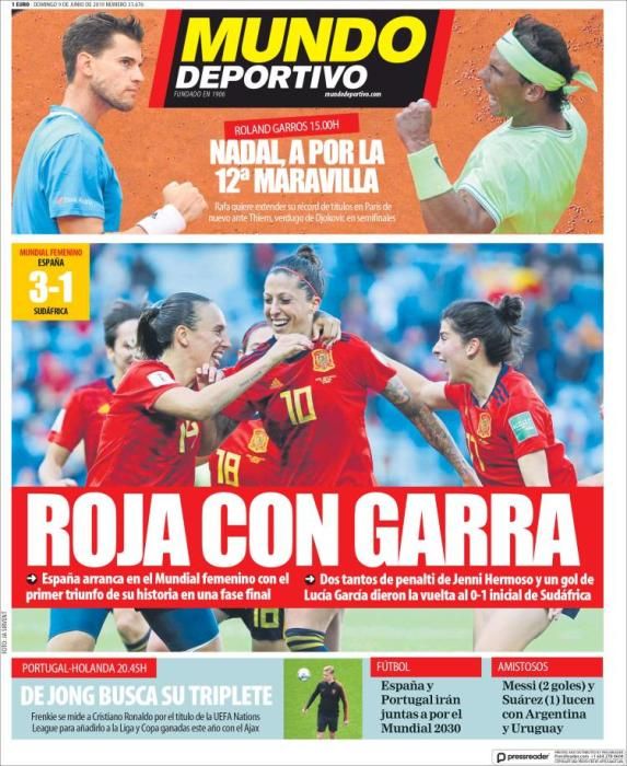 Portada MUNDO DEPORTIVO domingo 9 de junio 2019.