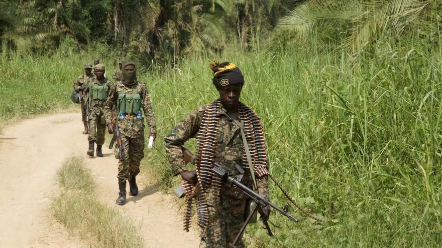 Militares desplegados contra las Fuerzas Democráticas Aliadas (ADF) en Kivu Norte, República Democrática del Congo.