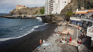 La playa de San Marcos, sin apenas arena en la orilla.
