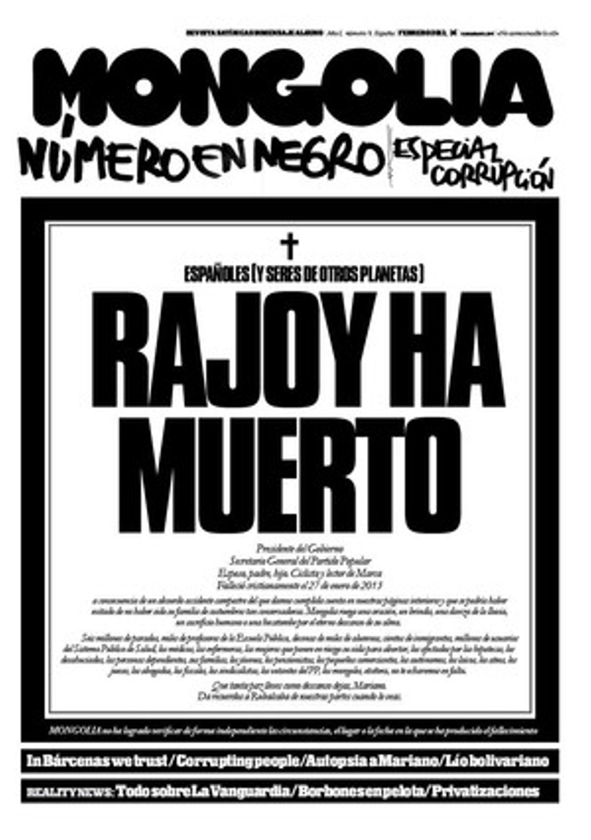 Portada de febrer de la revista Mongòlia. Portada de febrer de la revista Mongòlia.