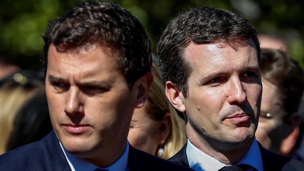 Casado y Rivera coincidieron en los actos del 11-M.