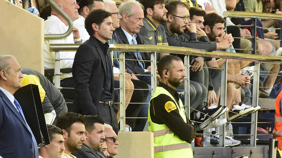 Marcelino, concentrado durante el Villarreal-Osasuna.