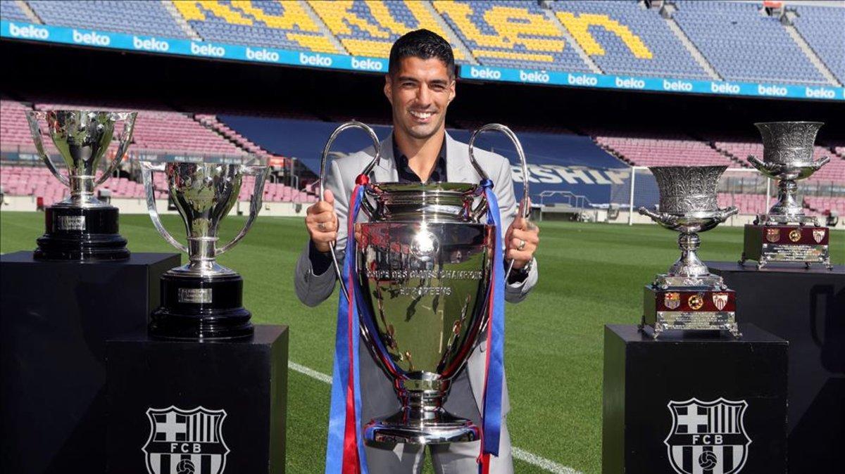 Luis Suárez, en su despedida del Camp Nou