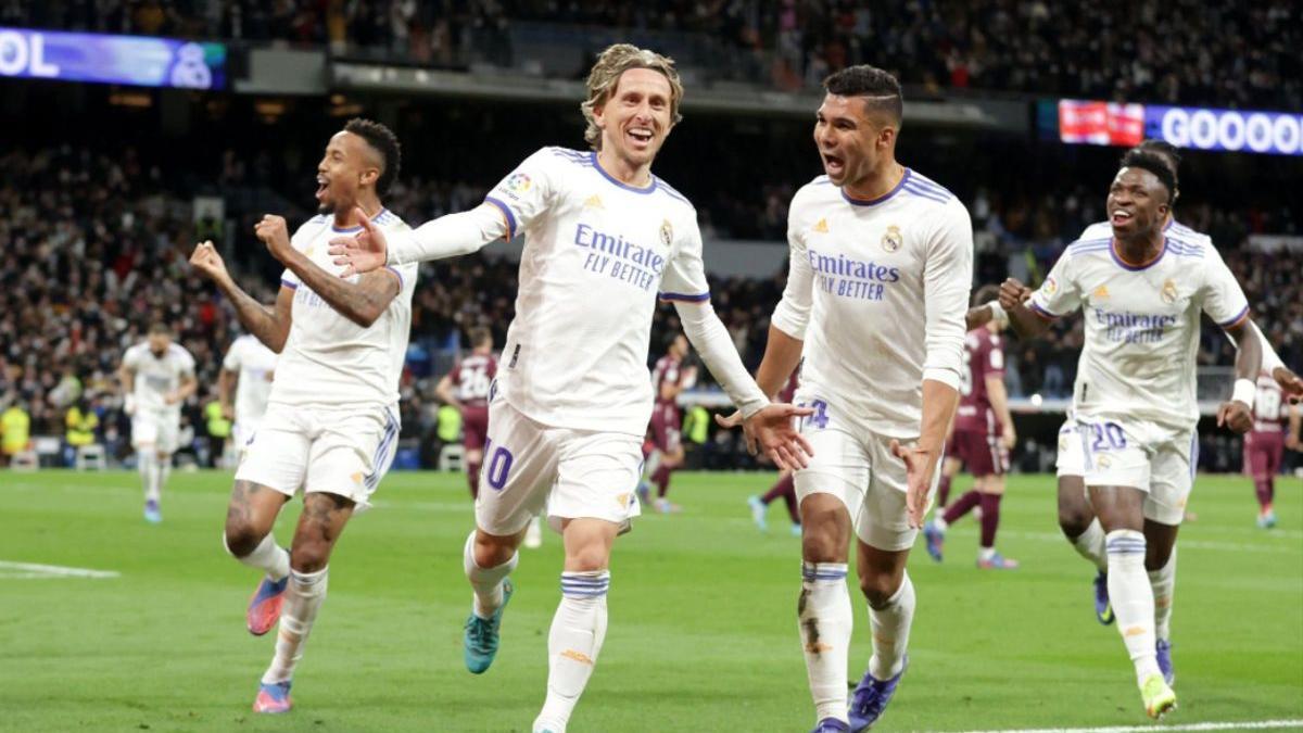 Luka Modric celebra su gol a la Real Sociedad.