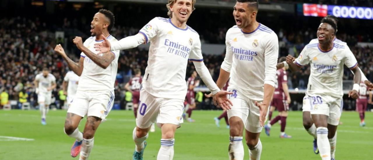 Luka Modric celebra su gol a la Real Sociedad.