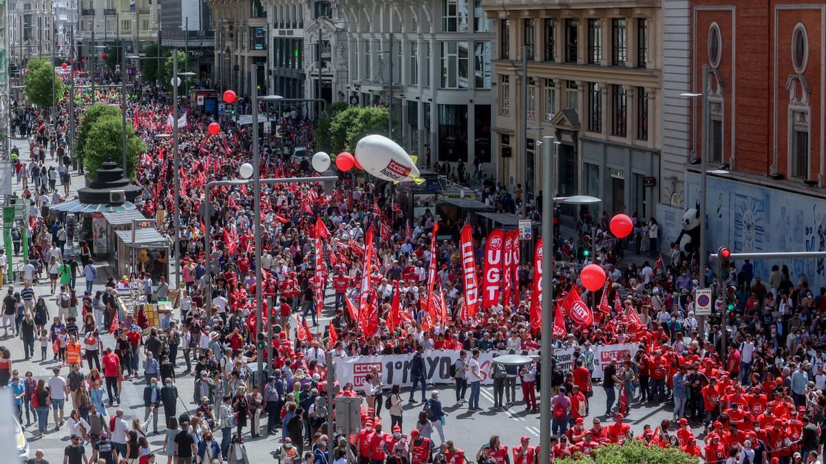 Sindicatos y Gobierno se manifiestan juntos por el Primero de Mayo con advertencias a los empresarios