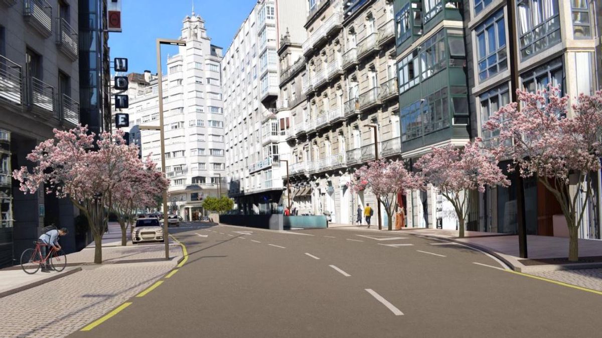 Recreación del proyecto de humanización de la calle Lepanto de Vigo.