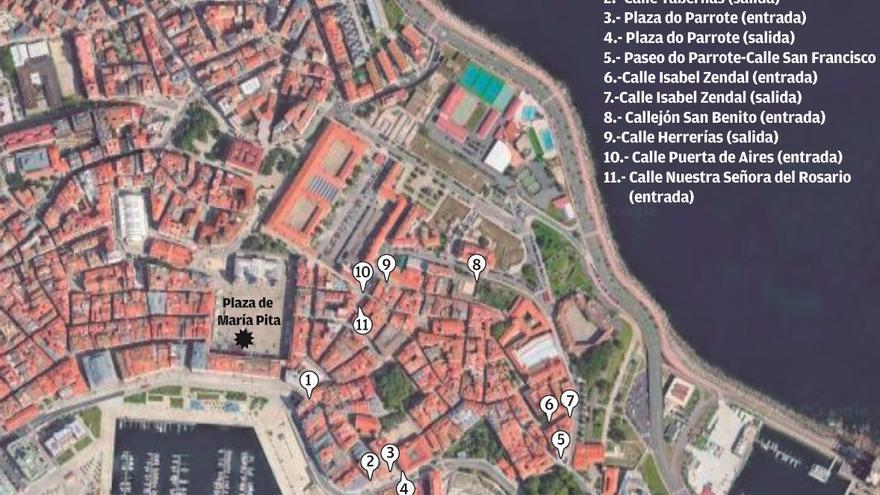 Coto a los coches en la Ciudad Vieja de A Coruña: una red de 11 cámaras de lectura de matrículas controlará los accesos rodados