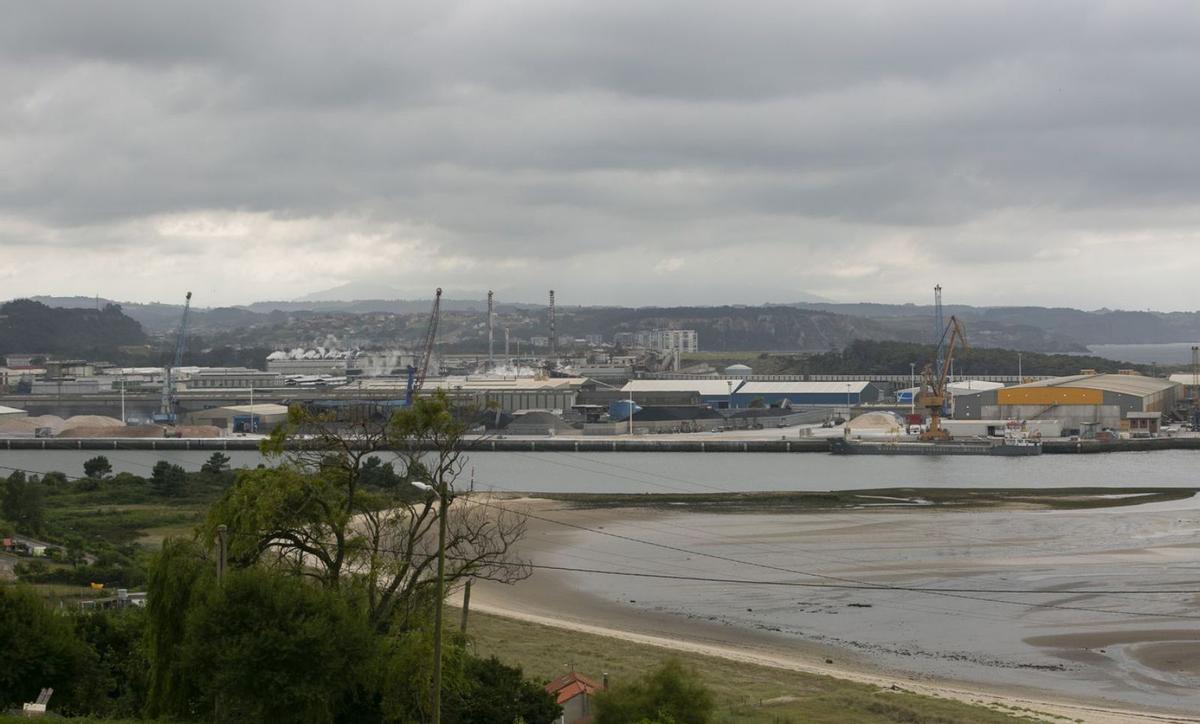 Las instalaciones fabriles de Asturiana de Zinc (Azsa) vistas desde la orilla derecha de la ría de Avilés. | MARÍA FUENTES
