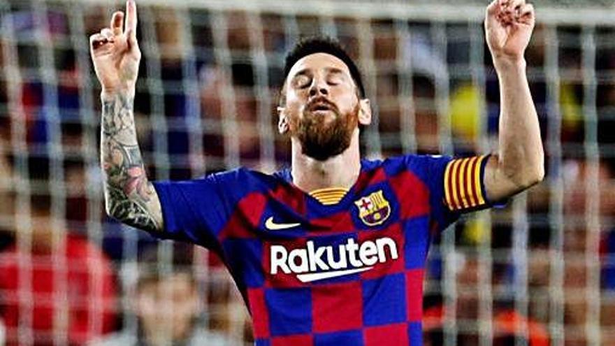 Leo Messi celebrant el seu gol contra el Sevilla.