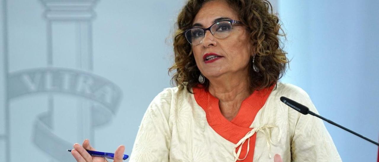 La ministra de Hacienda, María Jesús Montero, en rueda de prensa tras una reunión del Consejo de Ministros.