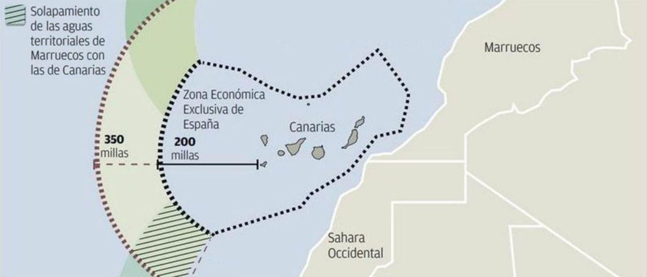 Mapa Zona Económica Exclusiva de España en Canarias,.