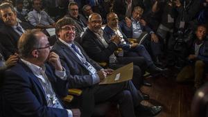 Carles Puigdemont, en una reunión extraordinaria del PDECat celebrada el pasado 18 de octubre.